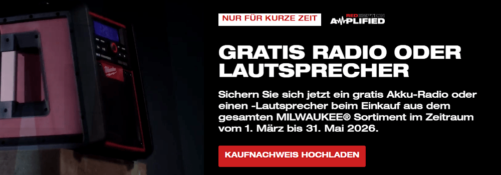 Milwaukee Radio oder Lautsprecher Aktion bis 31.Mai 2026